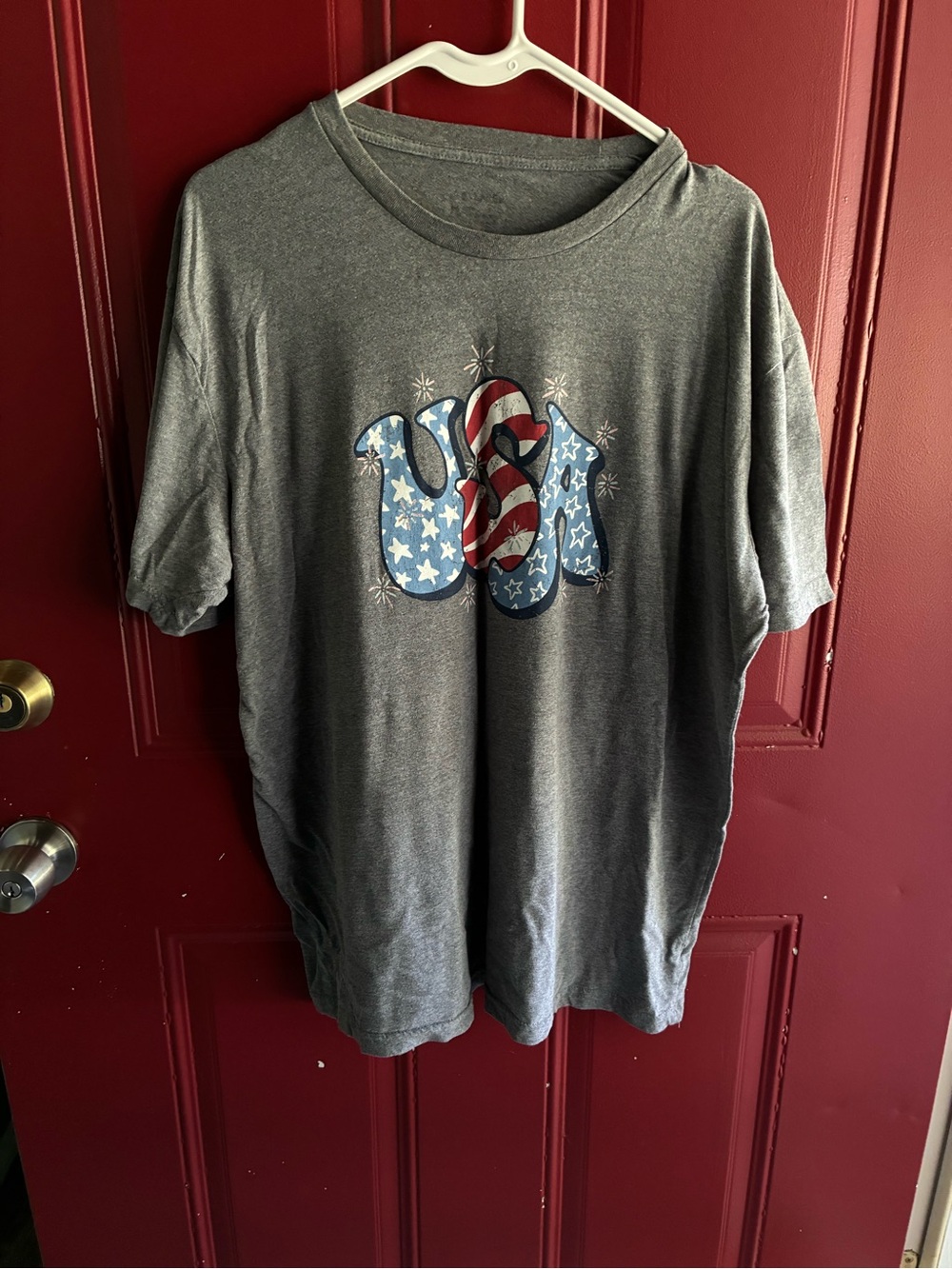 Gray USA Graphic Tee - Patriotic Stars & Stripes